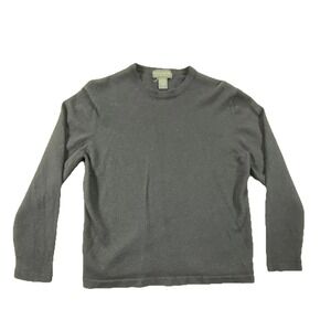 Banana Republic Sweater Womens Large Black Knit Extra Fine Merino Wool Crew Neck